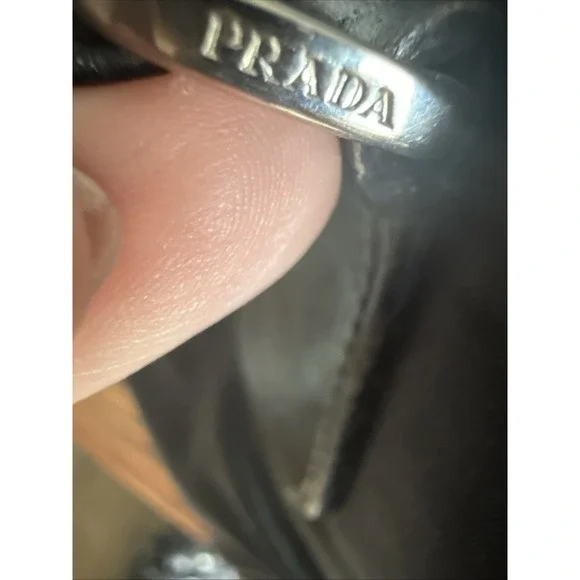 PRADA shoulder bag in black with triangular logo plate and nylon "As Is" - Picture 6 of 9